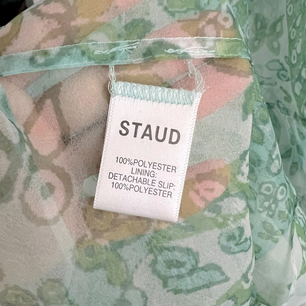 STAUD Cocoon Tiered Organza Paisley Print Maxi Dress Blue Green NEW with tags - Picture 7 of 15